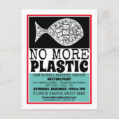 プラスチックの魚、気候変動の会合 ご招待 ポストカード (正面)