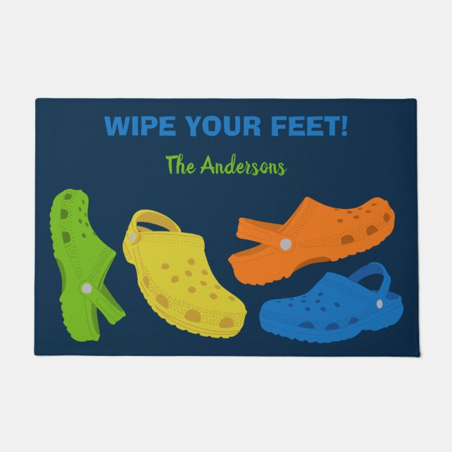 プラスチックカジュアルモカシンシューズコラージュカスタム ドアマット (正面)