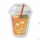 プラスチックカップに氷を入れたジュース シール (正面)