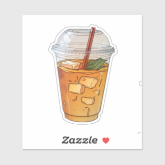 プラスチックカップに氷を入れたジュース シール