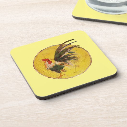 プラスチックコースター – ルースターとイエローサン コースター (左側)