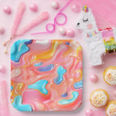 プラスチックサイケデリック流体シェイプ ペーパープレート (パーティー)