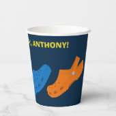 プラスチックシューズのコラージュ海軍ブルーバースデーパーティー 紙コップ (裏面)