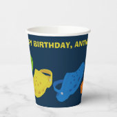 プラスチックシューズのコラージュ海軍ブルーバースデーパーティー 紙コップ (左)