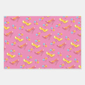 プラスチックピンクイエロードールオモチャ ラッピングペーパーシート (正面)