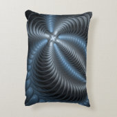 プラスチックブルーグレー3Dフラクタルアートモダン抽象芸術 アクセントクッション (裏面(縦))