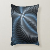 プラスチックブルーグレー3Dフラクタルアートモダン抽象芸術 アクセントクッション (正面(垂直))