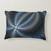 プラスチックブルーグレー3Dフラクタルアートモダン抽象芸術 アクセントクッション (裏面)