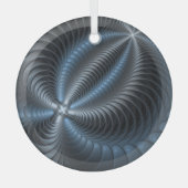 プラスチックブルーグレー3Dフラクタルアートモダン抽象芸術 ガラスオーナメント (正面)