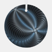 プラスチックブルーグレー3Dフラクタルアートモダン抽象芸術 ガラスオーナメント (裏面)