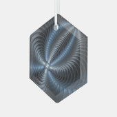 プラスチックブルーグレー3Dフラクタルアートモダン抽象芸術 ガラスオーナメント (正面左)