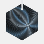 プラスチックブルーグレー3Dフラクタルアートモダン抽象芸術 ガラスオーナメント (裏面)