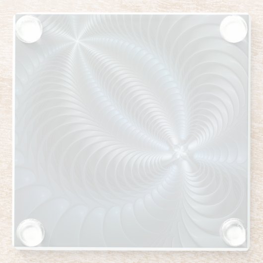 プラスチックブルーグレー3Dフラクタルアートモダン抽象芸術 ガラスコースター (裏面)