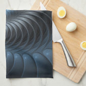 プラスチックブルーグレー3Dフラクタルアートモダン抽象芸術 キッチンタオル (四つ折り)