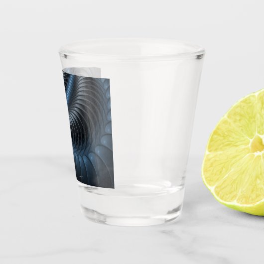 プラスチックブルーグレー3Dフラクタルアートモダン抽象芸術 ショットグラス (右)