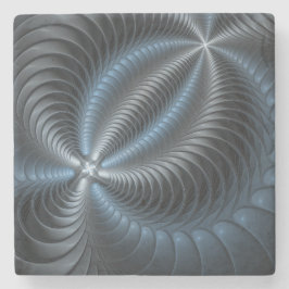 プラスチックブルーグレー3Dフラクタルアートモダン抽象芸術 ストーンコースター