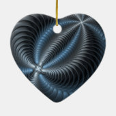 プラスチックブルーグレー3Dフラクタルアートモダン抽象芸術 セラミックオーナメント (裏面)