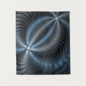 プラスチックブルーグレー3Dフラクタルアートモダン抽象芸術 タペストリー (正面)