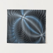 プラスチックブルーグレー3Dフラクタルアートモダン抽象芸術 タペストリー (正面(横))