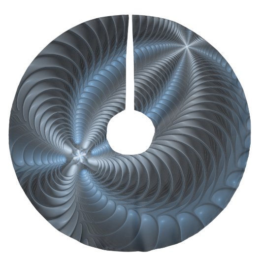 プラスチックブルーグレー3Dフラクタルアートモダン抽象芸術 ブラッシュドポリエステルツリースカート (正面)