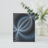 プラスチックブルーグレー3Dフラクタルアートモダン抽象芸術 ポストカード (スタンド正面)