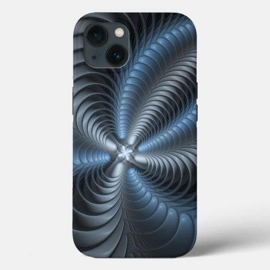 プラスチックブルーグレー3Dフラクタルアートモダン抽象芸術 Case-Mate iPhoneケース (裏面)