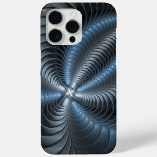 プラスチックブルーグレー3Dフラクタルアートモダン抽象芸術 iPhone 15 PRO MAXケース