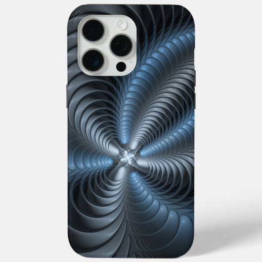 プラスチックブルーグレー3Dフラクタルアートモダン抽象芸術 Case-Mate iPhoneケース (裏面)