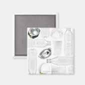 プラスチックボトル、カップとアルミニウム缶が撃たれた マグネット (正面/裏面)