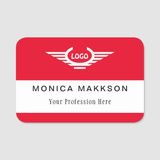 プラスチック名タグ磁気またはピンカスタムロゴ 名札 (正面)