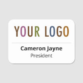 プラスチック名タグ磁気またはピンカスタムロゴ 名札 (正面)