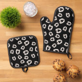 プラスチック吸虫歯 – 黒 鍋つかみ&鍋敷きセット (トップダウン)