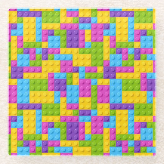 プラスチック建築ブロックパターン ガラスコースター (正面)