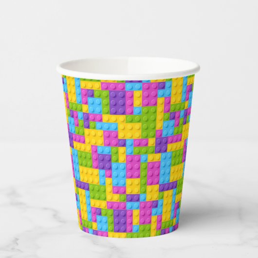プラスチック建築ブロックパターン 紙コップ (左)