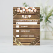 プラスチック木材グリッター金ゴールド明るい電球灯  出欠カード (スタンド正面)