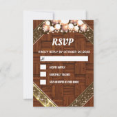 プラスチック木材グリッター金ゴールド明るい電球灯  出欠カード (正面)