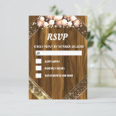 プラスチック木材グリッター金ゴールド明るい電球灯 出欠カード (スタンド正面)