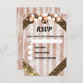 プラスチック木材金ゴールドグリッター明るい電球灯  出欠カード (正面/裏面)