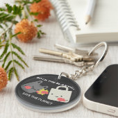 プラスチック溝 – 惑星を保存 キーホルダー (正面右)