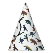 プラスチック玩具恐竜のコラージュとメッセージ パーティーハット (右)