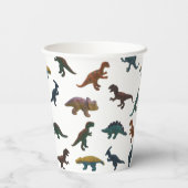 プラスチック玩具恐竜のコラージュとメッセージ 紙コップ (裏面)