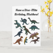 プラスチック玩具恐竜のコラージュカスタム カード (黄色い花)