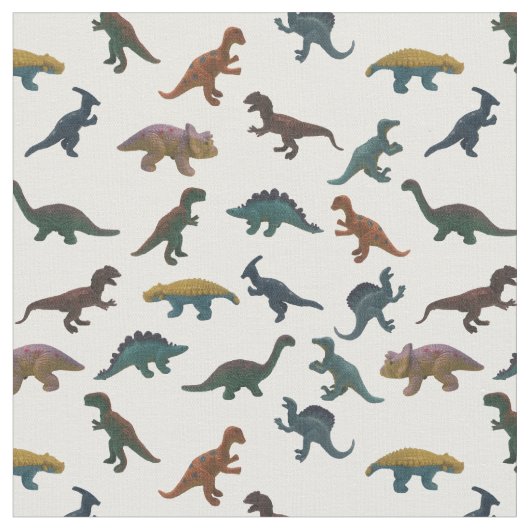 プラスチック玩具恐竜のコラージュ ファブリック (クローズアップ)