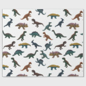 プラスチック玩具恐竜のコラージュ ラッピングペーパー (フラット)