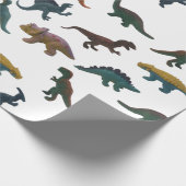 プラスチック玩具恐竜のコラージュ ラッピングペーパー (角)