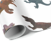 プラスチック玩具恐竜のコラージュ ラッピングペーパー (ロールコーナー)