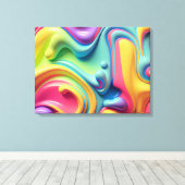 プラスチック虹の流体シェイプ キャンバスプリント (インサイチュ (ウッドフロア))