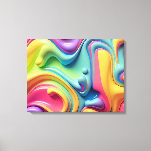 プラスチック虹の流体シェイプ キャンバスプリント (正面)