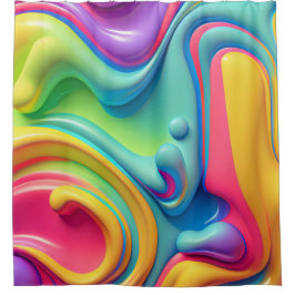 プラスチック虹の流体シェイプ シャワーカーテン