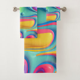 プラスチック虹の流体シェイプ バスタオルセット
